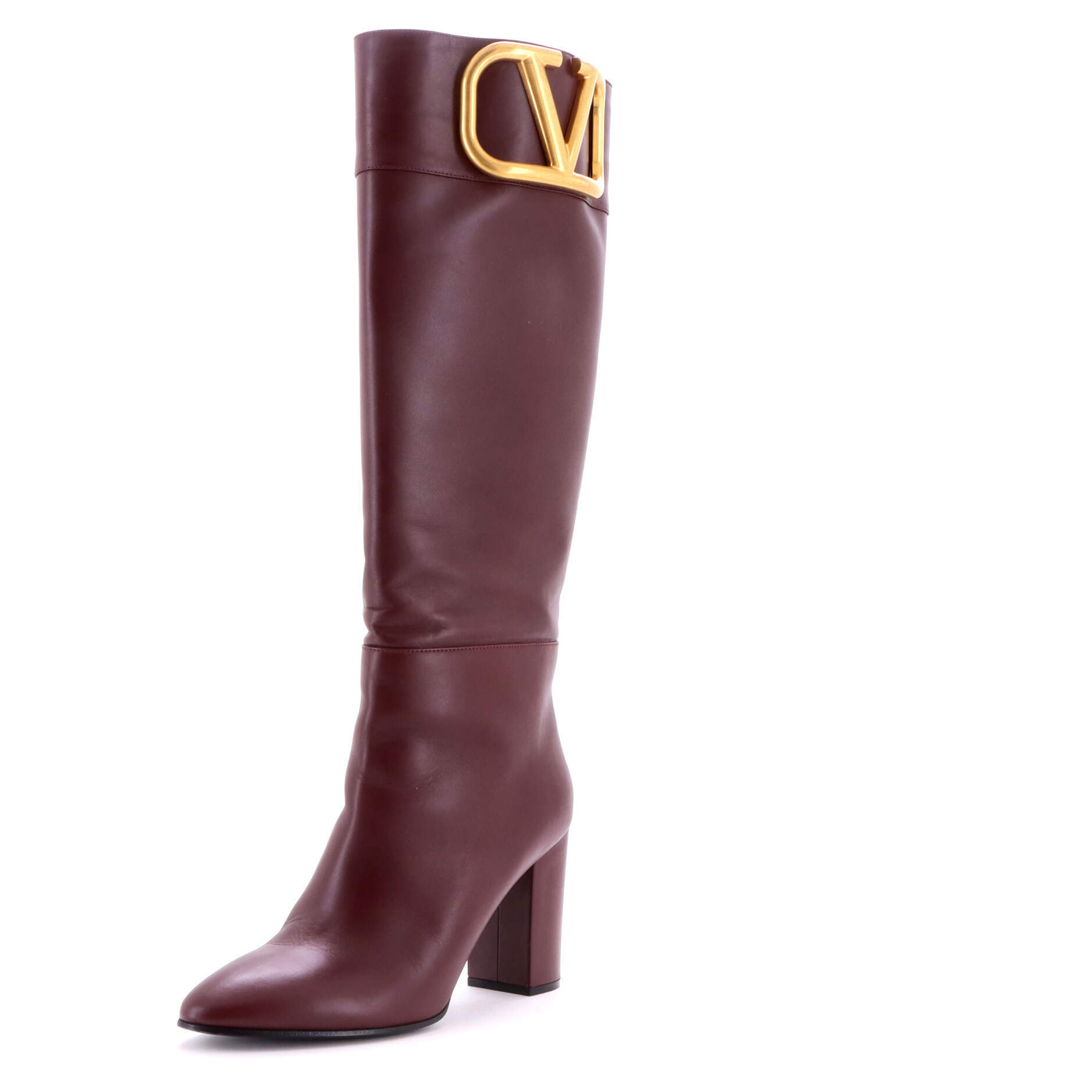 Valentino Garavani Women's Vlogo Knee-High Boots Leather